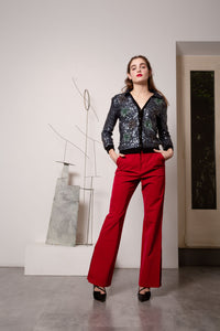 Pantaloni in tessuto vela con spacco