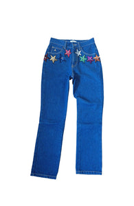 Jeans con stelline in paillettes