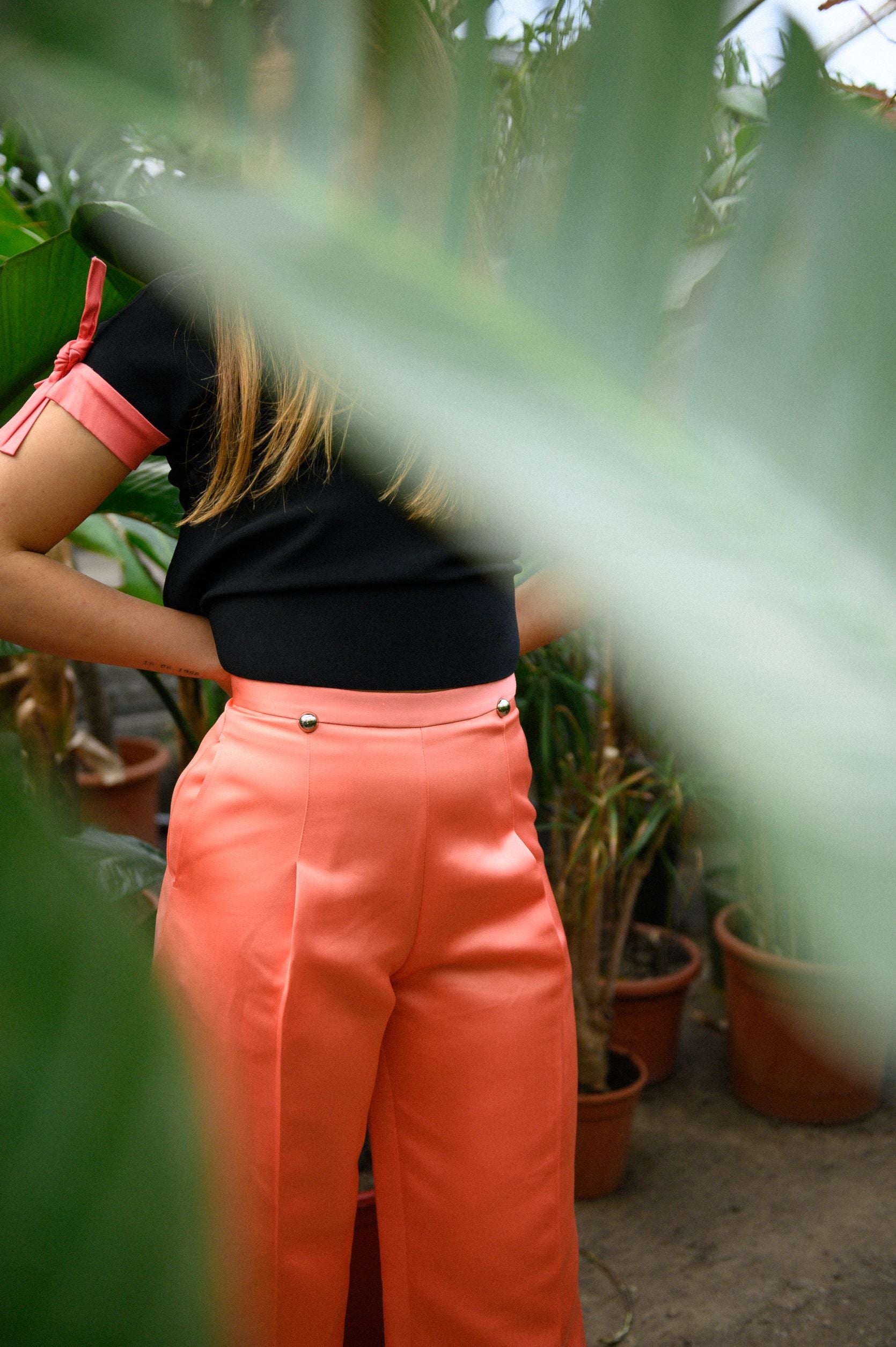 Pantaloni lunghi in satin